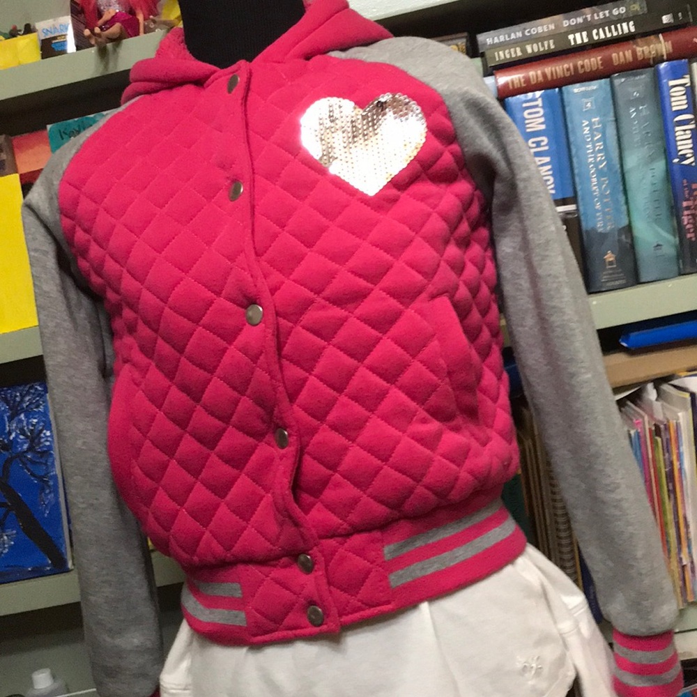 Pink Chiky Minky Jacket Stripe Sleeve Bottom
